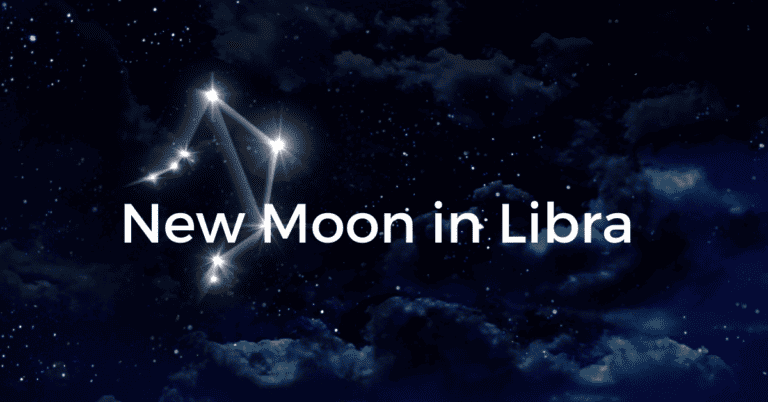 New Moon in Libra showing the constellation of Libra in the night sky.