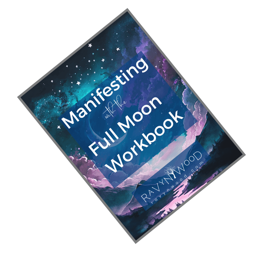 Image of the cover of the full moon workbook. Manifesting with the full moon.