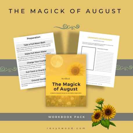 The magick of august workbook pack image showing pages from this printable workbook.