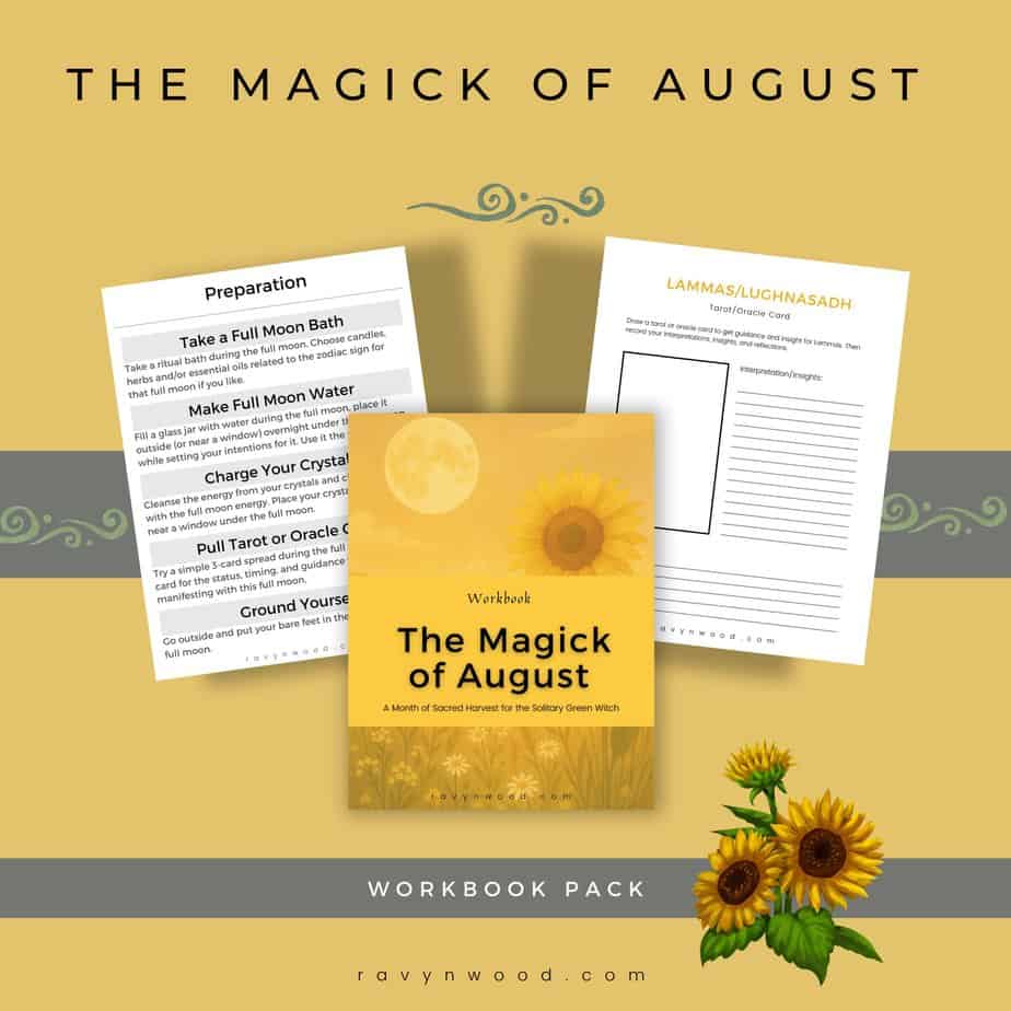 The magick of august workbook pack image showing pages from this printable workbook.