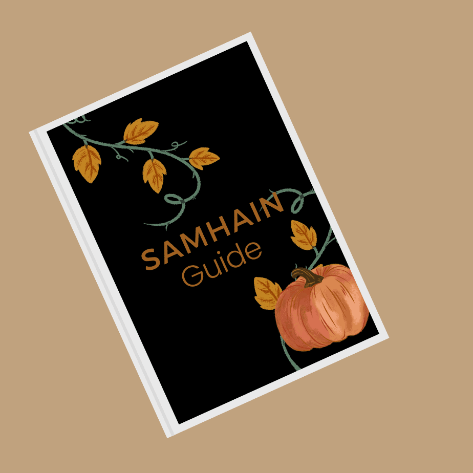 Samhain guide cover image showing a pumpkin and vines