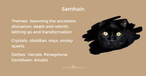Themes, crystals and deities of samhain