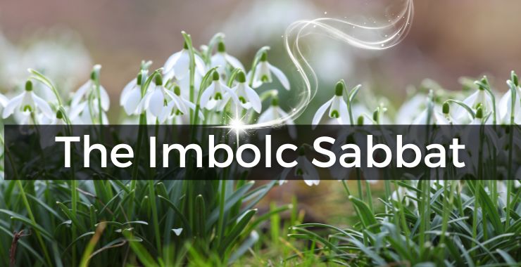 Imbolc Sabbat course image with snow drops in the background