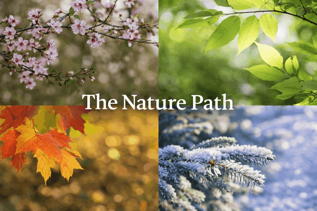 The Nature Path text across images of all 4 seasons